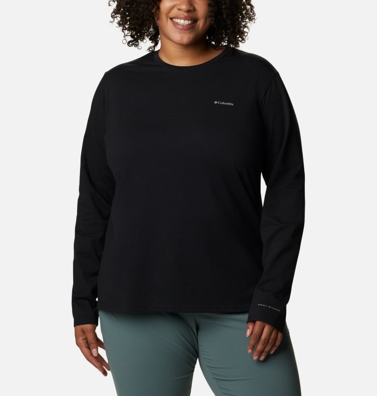 Women\'s Columbia Sun Trek Long Sleeve Sweatshirts Black | Plus Size CA-NA413